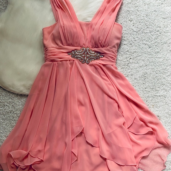 salmon cocktail dress